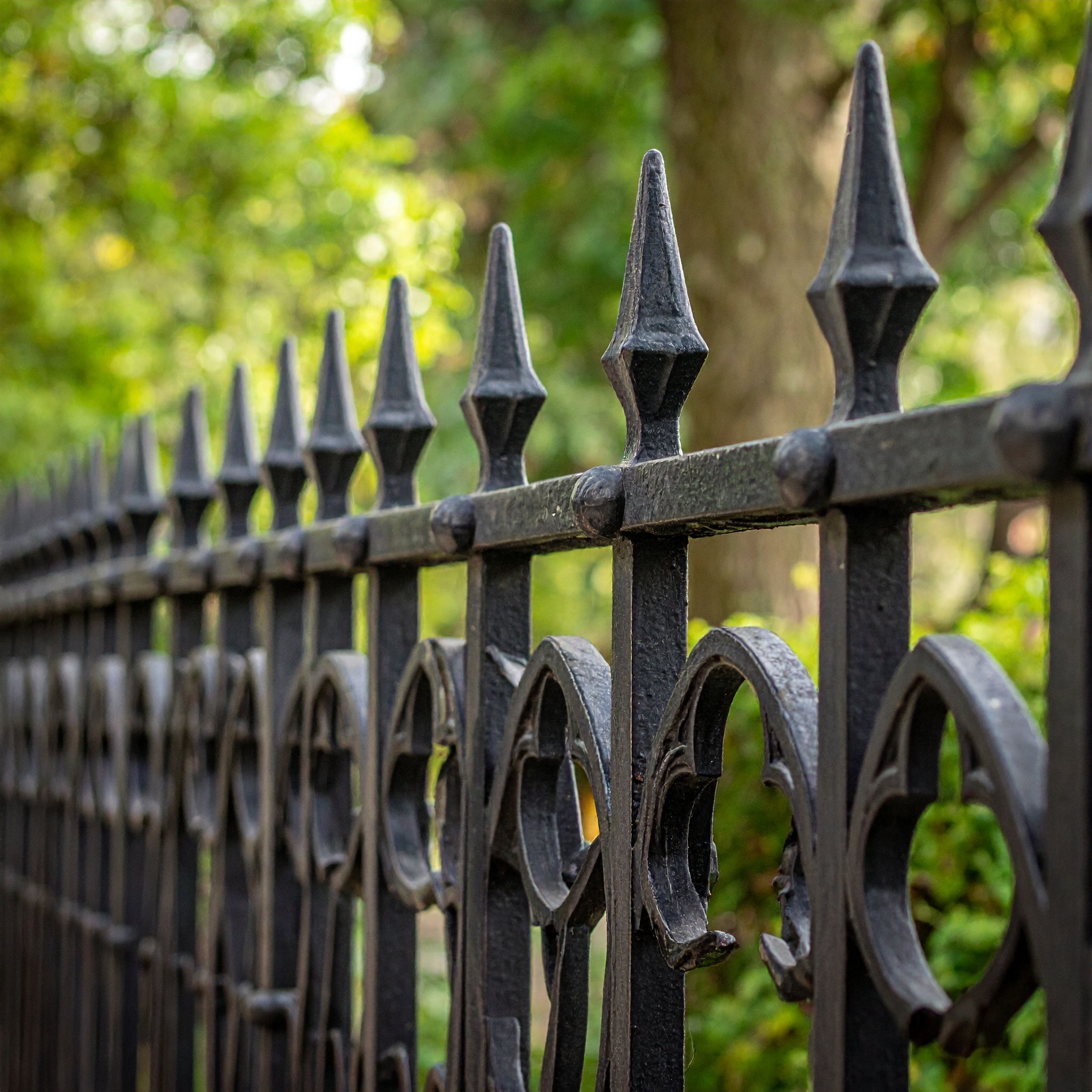 Black wrought iron fence with finials-deck builder-San Antonio, Texas
