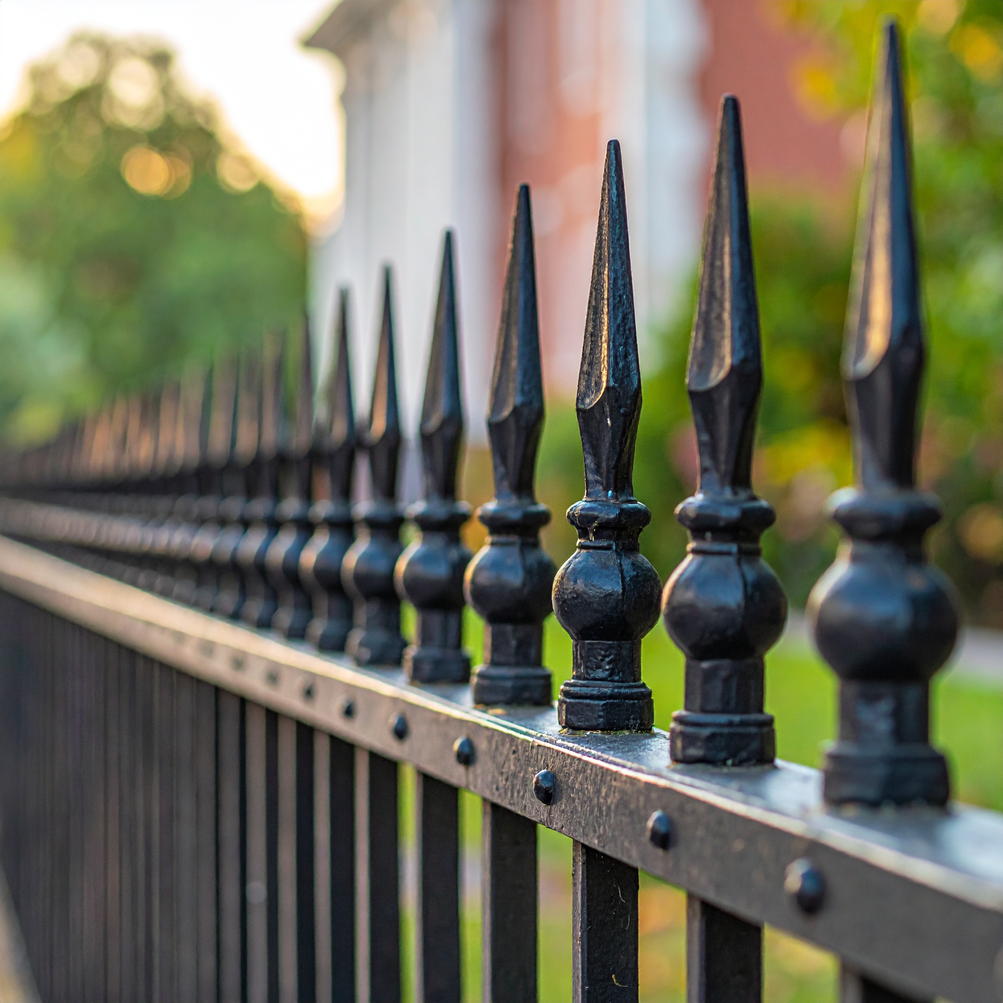 Black wrought iron fence with finials-deck builder-San Antonio, Texas