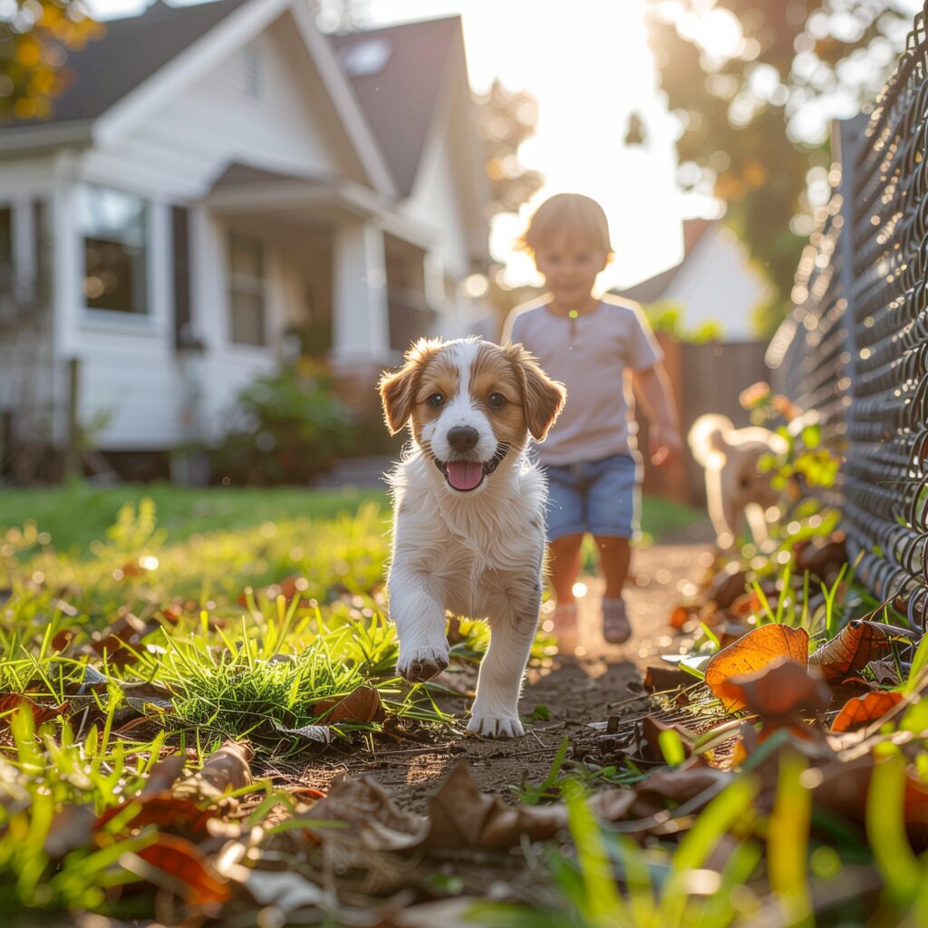 Sturdy chain link fence surrounding a safe residential yard with children and a dog p 339985 - San Antonio Deck and Fence Works