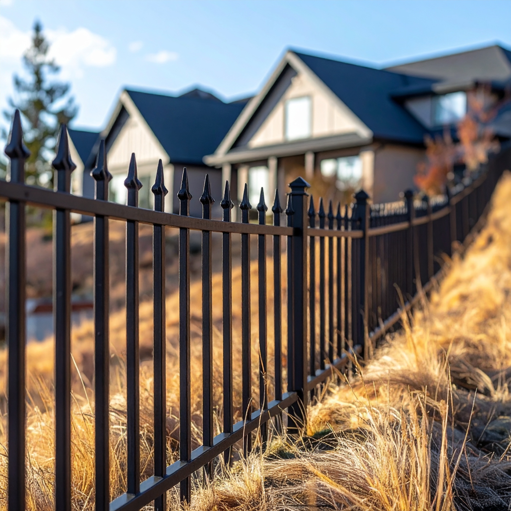 Black metal fence with decorative spikes-deck builder-San Antonio, Texas