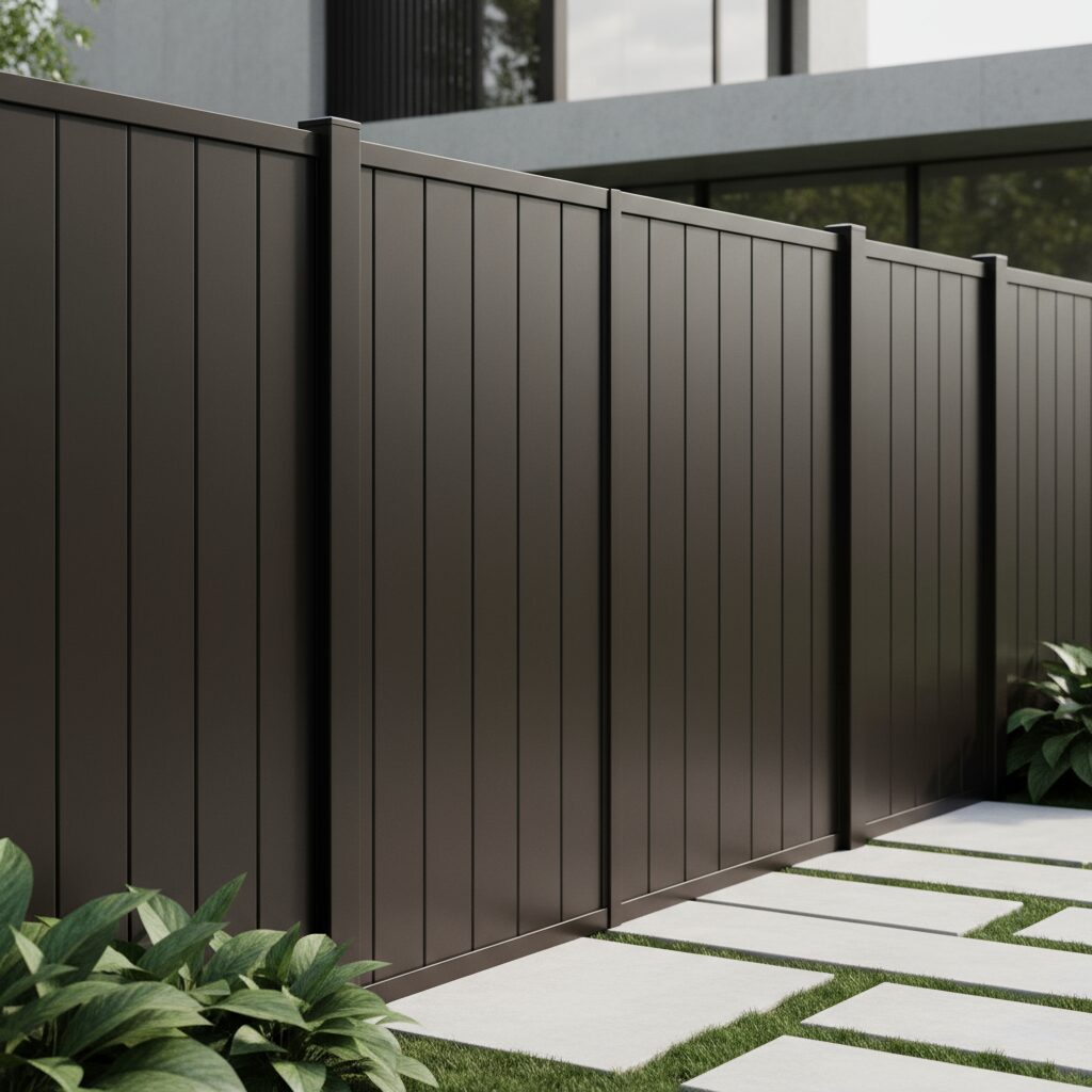 Dark brown vinyl privacy fence panels-deck builder-San Antonio, Texas